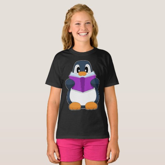 Penguin Nerd Boek T-shirt (Voorkant volledig)