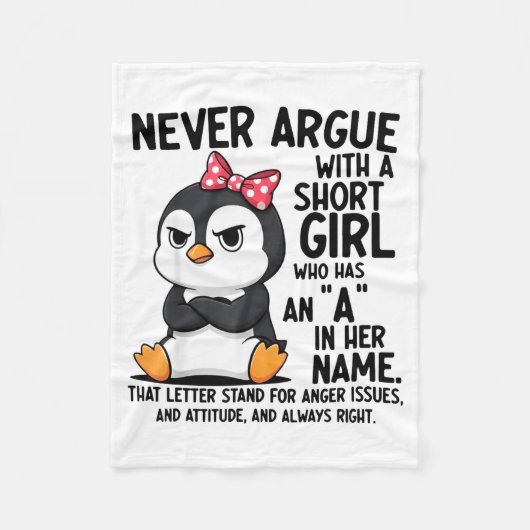 Penguin Never Argue With A Short Girl Named A Fleece Deken (Voorkant)
