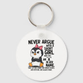 Penguin Never Argue With A Short Girl Named A  Sleutelhanger (Voorkant)