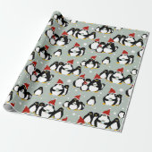 Penguin Nightcap Wrapping Paper Cadeaupapier (Uitgerold)