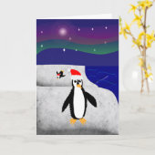 Penguin-ning lijkt op kerst kaart (Gele Bloem)