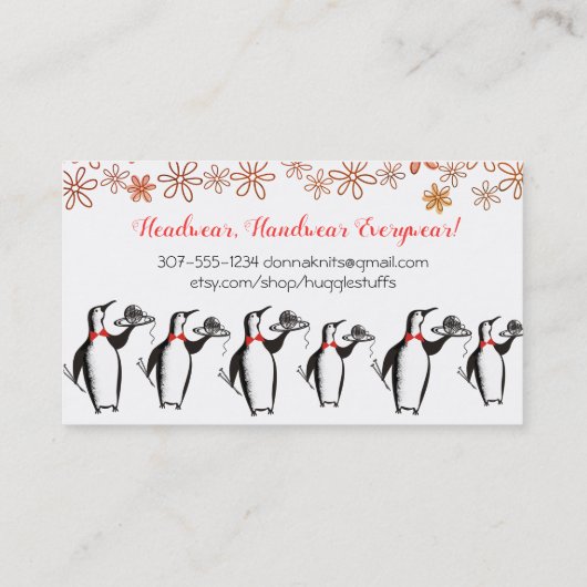 Penguin-ober breinaalden garen visitekaartje (Achterkant)