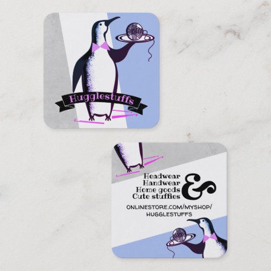 Penguin ober haakhaken garen visitekaartje (Voorkant / Achterkant)
