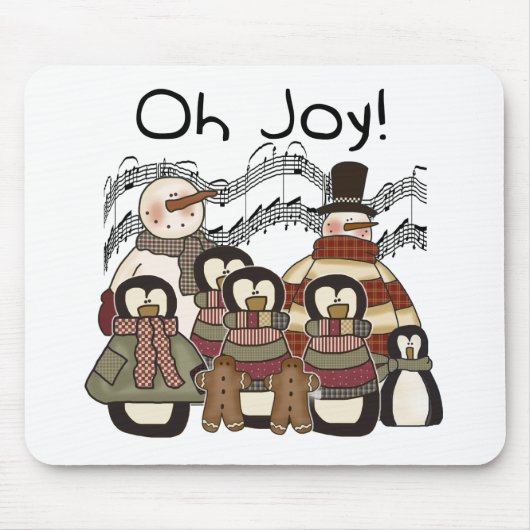 Penguin Oh Joy kerstshirts en cadeautjes Muismat (Voorkant)