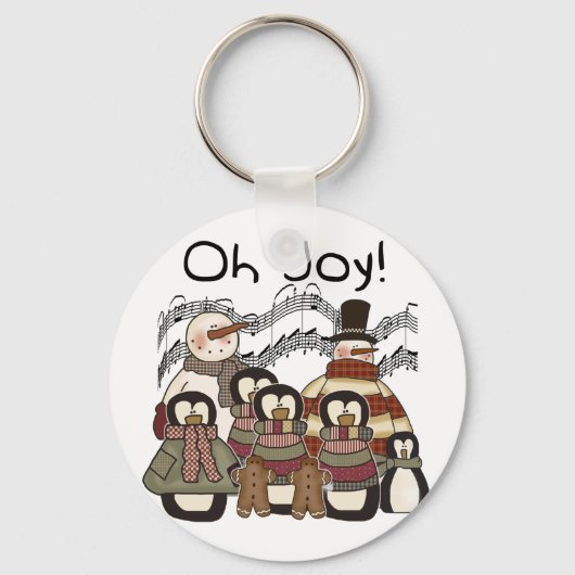 Penguin Oh Joy kerstshirts en cadeautjes Sleutelhanger (Voorkant)