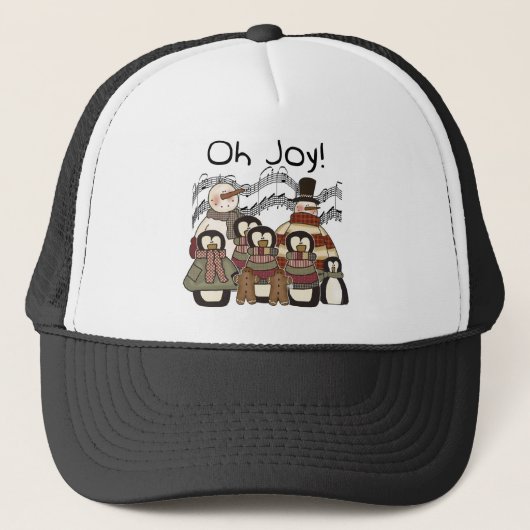 Penguin Oh Joy kerstshirts en cadeautjes Trucker Pet (Voorkant)