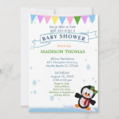Penguin on Ice Baby shower Invitation Kaart (Voorkant)