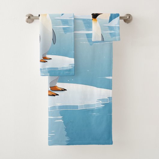 Penguin on ice floe in icy landscape bad handdoek (Insitu)