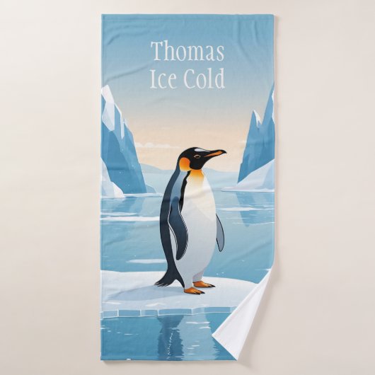 Penguin on ice floe in icy landscape bad handdoek (Badhanddoek)