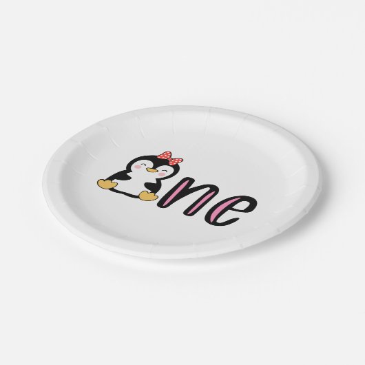 Penguin One 1st Birthday Papieren Bordje (Gekanteld)