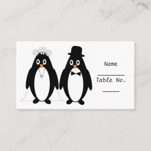 Penguin Ontwerp Bruiloft Plaats Het Plaatsen Kaart Plaatskaartje