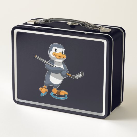 Penguin op Ice hockey met Ice hockey stick (Achterkant)