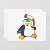 Penguin op Ice hockey met Ice hockey stick Briefkaart (Voorkant / Achterkant)