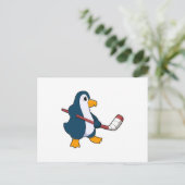 Penguin op Ice hockey met Ice hockey stick Briefkaart (Staand voorkant)