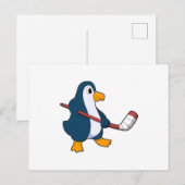 Penguin op Ice hockey met Ice hockey stick Briefkaart (Voorkant / Achterkant)