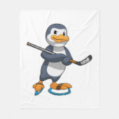 Penguin op Ice hockey met Ice hockey stick Fleece Deken (Voorkant)