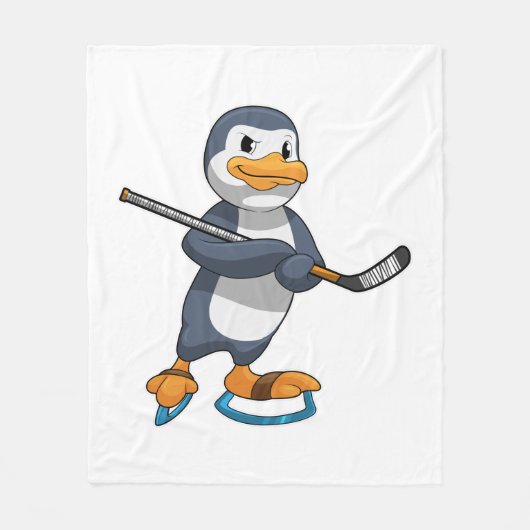 Penguin op Ice hockey met Ice hockey stick Fleece Deken (Voorkant)