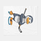 Penguin op Ice hockey met Ice hockey stick Fleece Deken (Voorkant (Horizontaal))