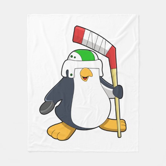 Penguin op Ice hockey met Ice hockey stick Fleece Deken (Voorkant)