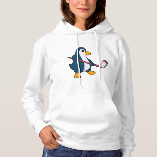 Penguin op Ice hockey met Ice hockey stick Hoodie (Voorkant)