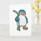 Penguin op Ice hockey met Ice hockey stick Kaart (Gele Bloem)