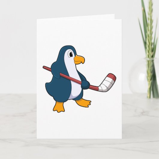 Penguin op Ice hockey met Ice hockey stick Kaart (Voorkant)
