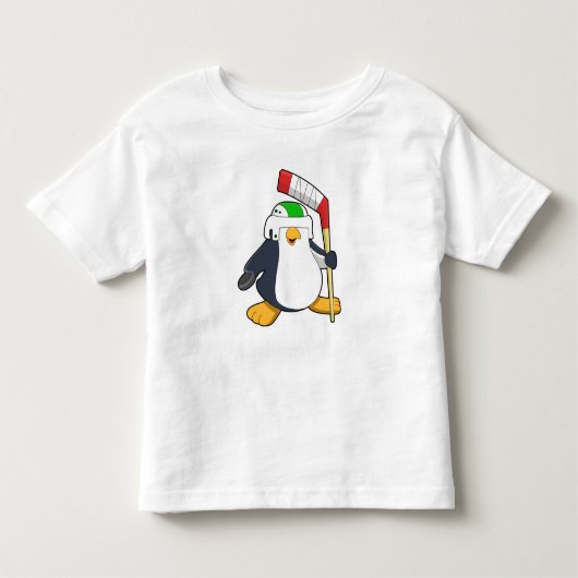 Penguin op Ice hockey met Ice hockey stick Kinder Shirts (Voorkant)