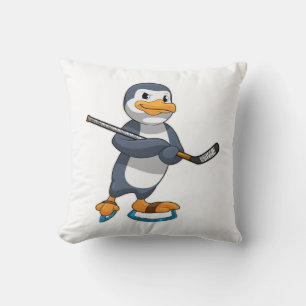 Penguin op Ice hockey met Ice hockey stick Kussen