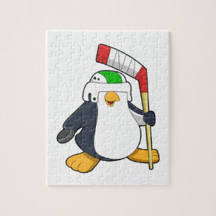 Penguin op Ice hockey met Ice hockey stick Legpuzzel