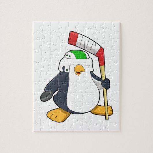 Penguin op Ice hockey met Ice hockey stick Legpuzzel (Verticaal)