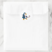 Penguin op Ice hockey met Ice hockey stick Ronde Sticker (Tas)