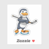 Penguin op Ice hockey met Ice hockey stick Sticker (Vel)