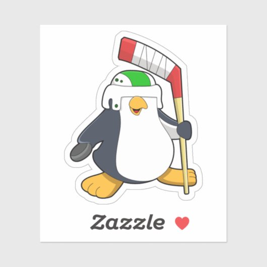 Penguin op Ice hockey met Ice hockey stick Sticker (Vel)