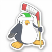 Penguin op Ice hockey met Ice hockey stick Sticker (Voorkant)