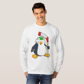 Penguin op Ice hockey met Ice hockey stick T-shirt (Voorkant volledig)