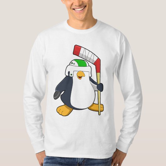 Penguin op Ice hockey met Ice hockey stick T-shirt (Voorkant)