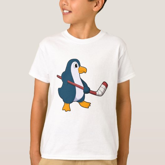 Penguin op Ice hockey met Ice hockey stick T-shirt (Voorkant)