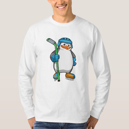 Penguin op Ice hockey met Ice hockey stick T-shirt (Voorkant)