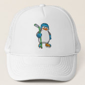 Penguin op Ice hockey met Ice hockey stick Trucker Pet (Voorkant)