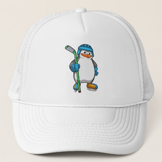 Penguin op Ice hockey met Ice hockey stick Trucker Pet (Voorkant)