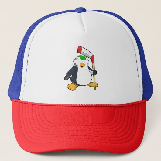 Penguin op Ice hockey met Ice hockey stick Trucker Pet (Voorkant)