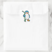 Penguin op Ice hockey met Ice hockey stick Vierkante Sticker (Tas)
