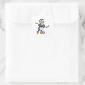 Penguin op Ice hockey met Ice hockey stick Vierkante Sticker (Tas)