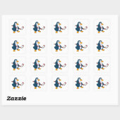 Penguin op Ice hockey met Ice hockey stick Vierkante Sticker (Vel)