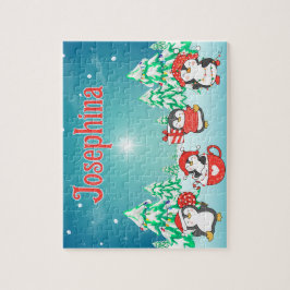 Penguin op maat gemaakte kerstkindnaam puzzel