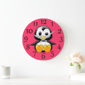 Penguin op roze wandklok (Huis)