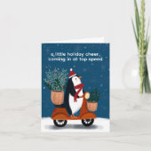 Penguin op Scooter Schattige Kerstmaat Feestdagen Kaart (Voorkant)