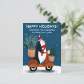 Penguin op Scooter Schattige Kerstmaat Feestdagenkaart (Staand voorkant)