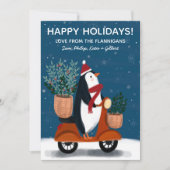 Penguin op Scooter Schattige Kerstmaat Feestdagenkaart (Voorkant)