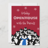 Penguin Open House Kerstfeest Uitnodiging (Voorkant)